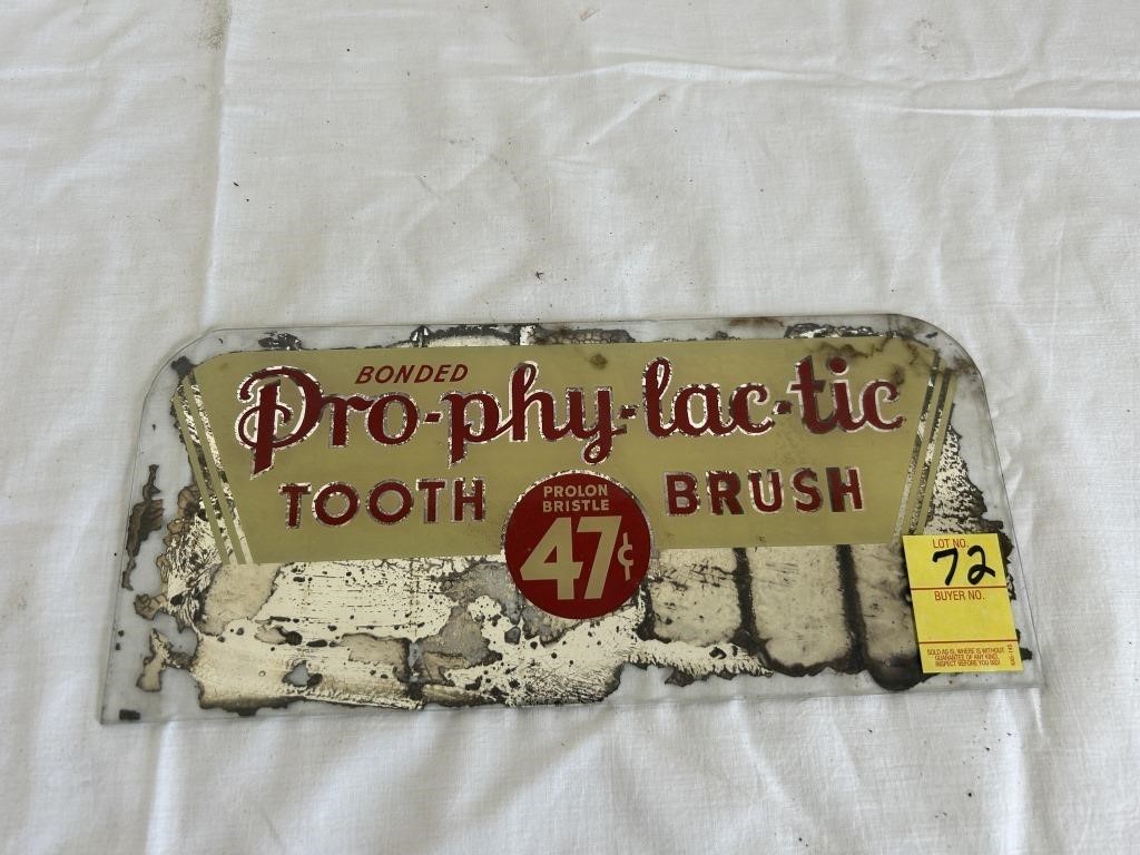Vintage Pro-phy-lac-tic Tooth Brush Sign Store Dpy