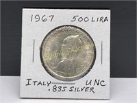 1967 ITALY 500 LIRA SILVER COIN