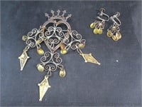 Crown Earrings & Brooch
