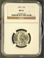 US Coins 1952 Washington Quarter MS61 NGC