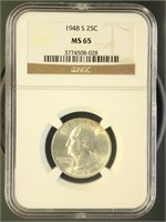 US Coins 1948-S Washington Quarter MS65 NGC