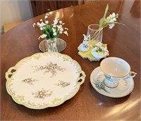 Mixed Decor & Dish Lot with Floral Pieces