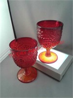 Set of two 5 1/2 inch Imperial Glass red/amberina