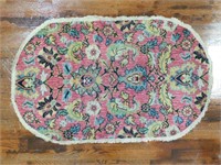 PINK FLORAL OVAL AREA RUG VINTAGE ANTIQUE