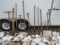Post hole diggers, forks, shovels