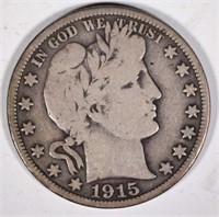 1915 BARBER HALF DOLLAR VG+