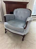 Vintage Blue Velour Parlour Armchair