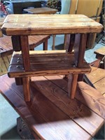 (2) Pair of Amish Made Oak Wood Footstools