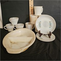 Anchor Hocking Cups, Saucers & Casserole Dish