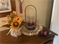 CANDLE HOLDER AND ARTIFICIAL SUNFLOWER AND 3