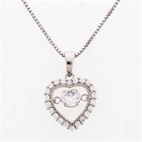 925 Sterling Silver Floating Heart Pendant & Chain
