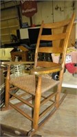 EARLY WOVEN SEAT COUNTRY ANTIQUE ROCKER