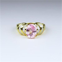 Elegant Natural Pink Sapphire and Diamond Ring