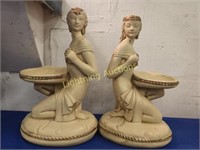 PAIR OF VINTAGE MAIDEN CANDLE HOLDERS