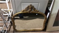 Ornate gold wall mirror with flower cartouche 26