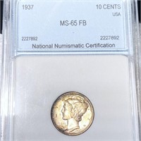 1937 Mercury Silver Dime NNC - MS65