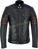 ARIAN Stripe Men's Leather Jacket Black medium