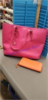 Pink and orange purse with matching wallet