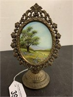 ORNATE VICTORIAN FRAME W/ OIL ON BOARD BLUEBONNET