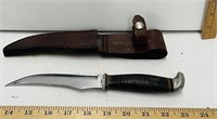 Vintage 10.5” Knife w/ Leather Case