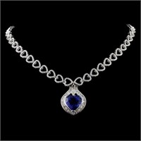 8.85ct Tanzanite & 3.72ct Diam 18K WG Necklace