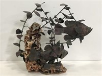 Copper/bronze coral & metal table sculpture