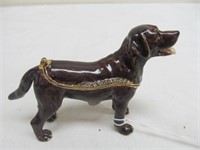Brown dog trinket box w. matching necklace