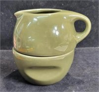 Oneida Green Stackable Teapot & Cup Signed