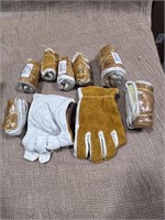 8 pairs of heavy duty leather gloves various sizes