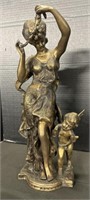 Brass Goddess & Cherub Statue.