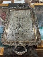 Silver Plate Ornate Serving Tray