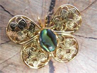 ABALONE STONE BUTTERFLY PENDANT ROCK STONE LAPIDAR