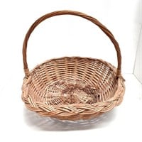 Wicker basket tall handle square rounded