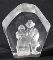 Vintage Nybro Sweden Carved Glass Figurine - 5.5"