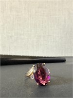 10k Gold Ring with Gemstone and Diamonds