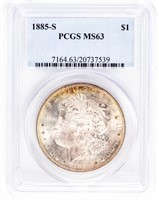 Coin 1885-S Morgan Silver Dollar PCGS MS63