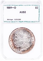 Coin 1889-O Morgan Silver Dollar PCI AU50