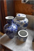 3pcs Blue & White Ginger Jar, Vase & Etc.