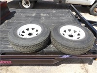 2-ST215/75/D14 Tires on 5 Hole Trailer Rims