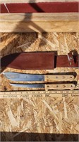 Wood handle knife set with sheath