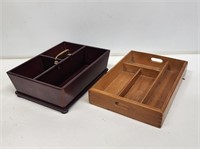 2 Wooden Silverware Trays