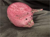 PINK SOLID ART GLASS PIG