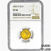 1852-O $2.50 Gold Quarter Eagle NGC VF30