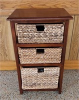 Three Drawer Stand with Rattan Style Drawers