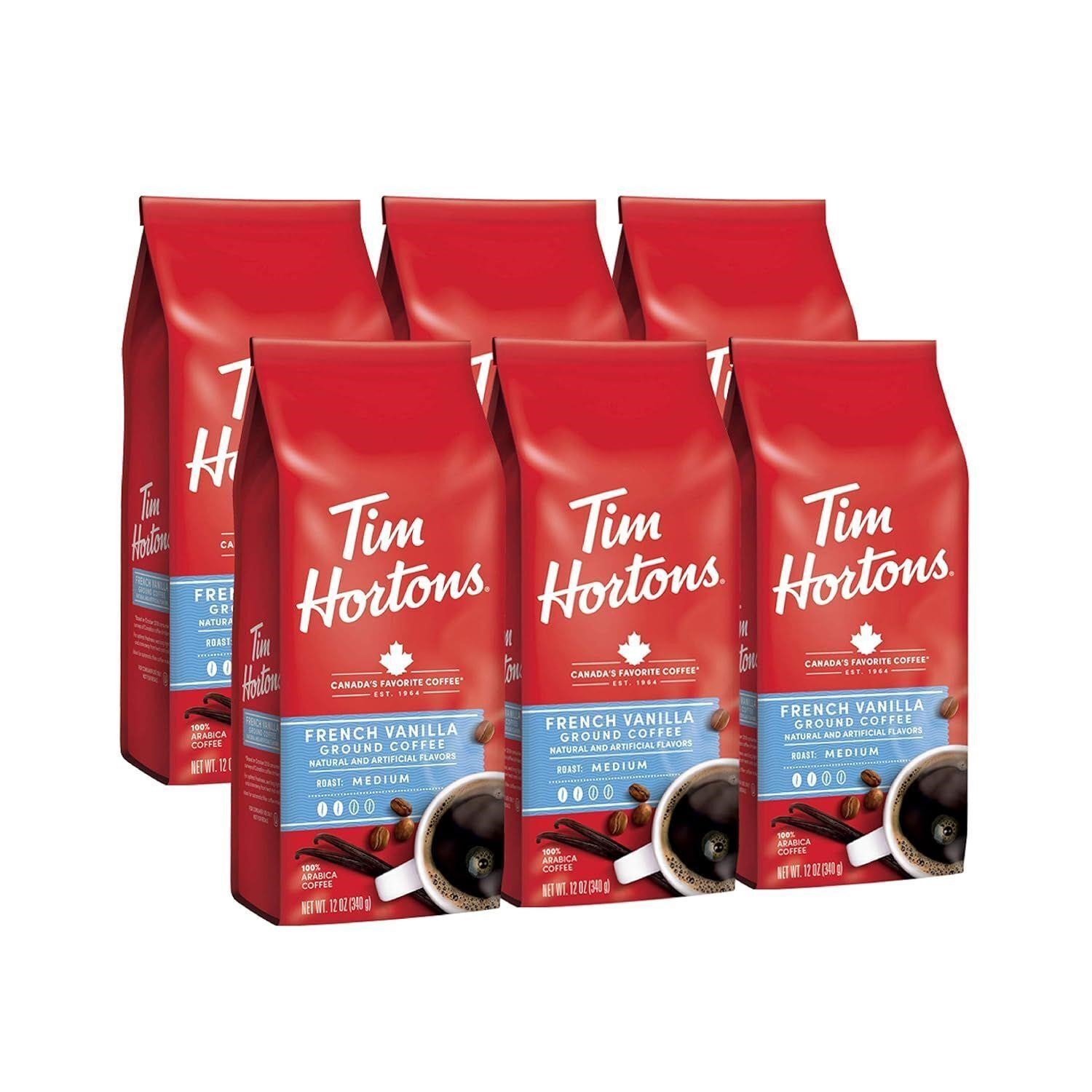 Tim Hortons French Vanilla Ground Coffee, 6 Pack