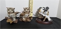 Homco Pair of Owls and Homco Chicadees