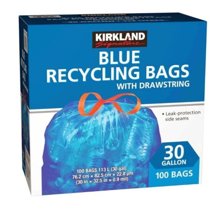 100-Pk Kirkland Signature Blue Recycling Bags With