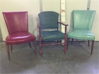 Vintage Chairs -set of 3- cushioned seats