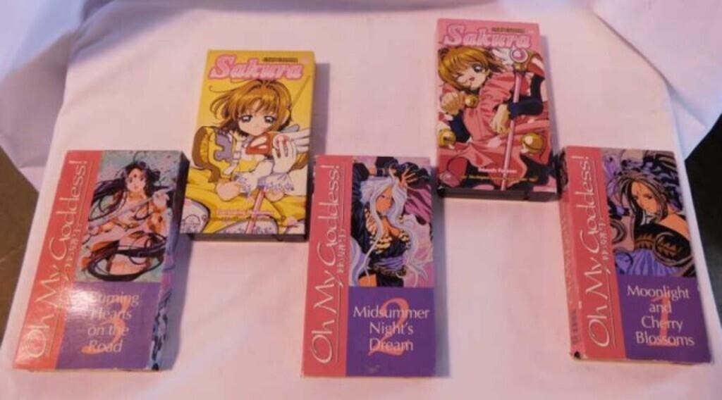 5 Anime VHS tapes: 3 Oh My Goddess - 2 Sokura -