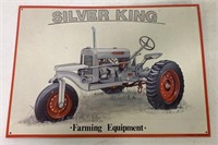 Contemporary Tin Silver King Farming Equip Sign